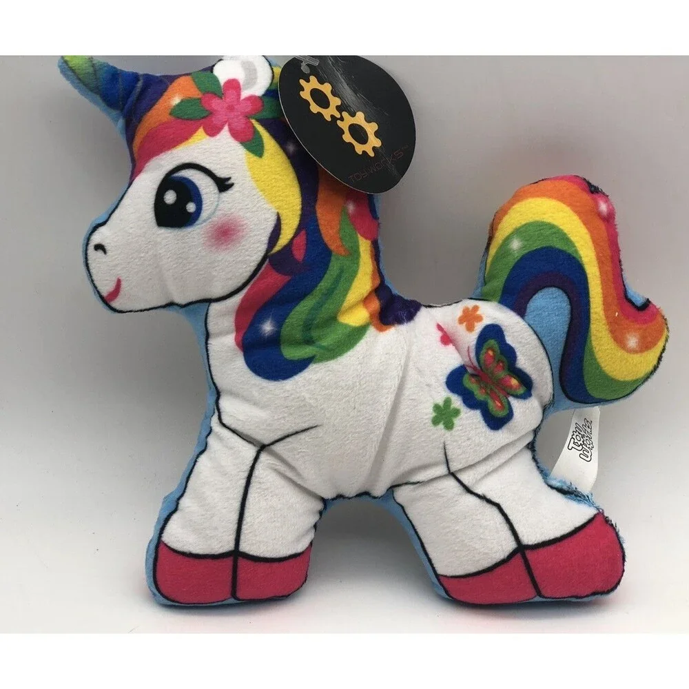 Toy Works SET of 2 Toys Rainbow Plush Unicorn Stuffed Animal 7